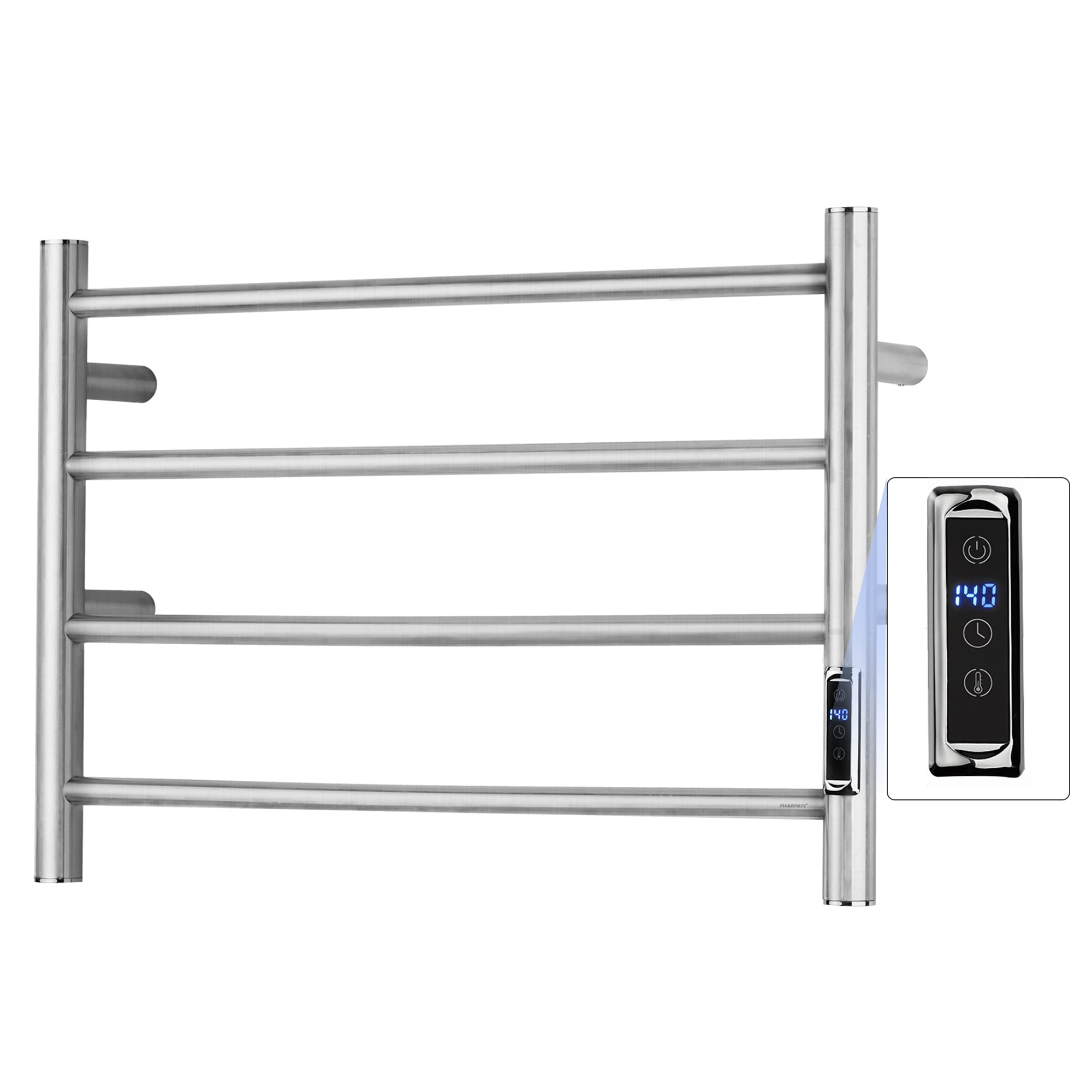 ETW29 Electric Towel Warmer with Timer - Brushed Stainless Steel Wall Mounted Bathroom Heated Towel Rack - Perfect for Spa, Luxury Bathrooms & Cold Weather Comfort