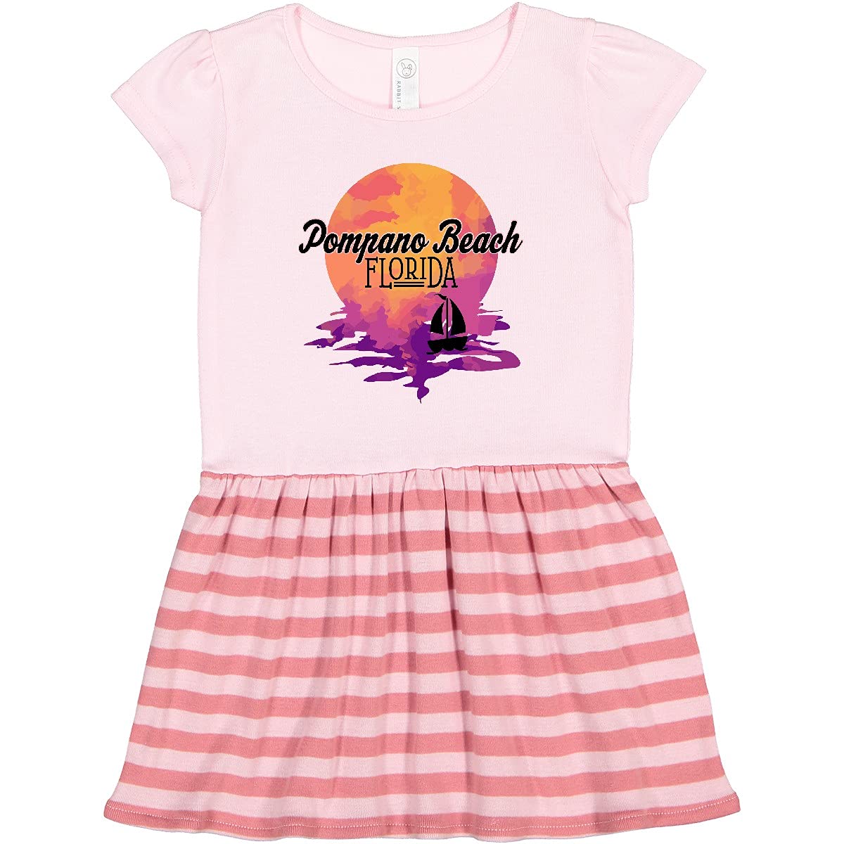 Inktastic Pompano Beach Florida Vacation Sunset Toddler Dress - Cute Baby Girl Outfit for Beach Trips, Family Photos & Summer Vacations