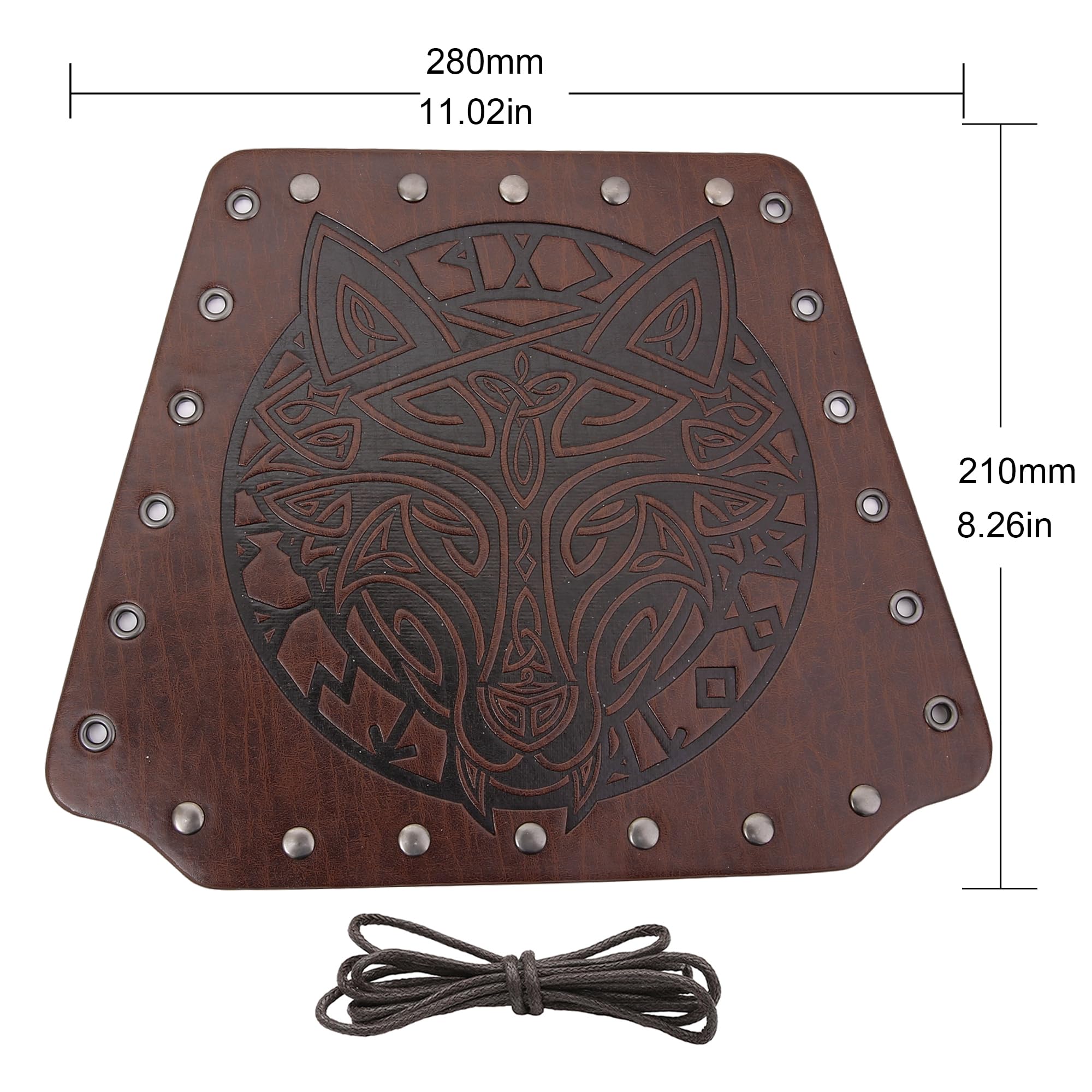 Viking Leather Bracers - Medieval Wolf Embossed Arm Guards, Handmade Leather Cuffs & Gauntlets for LARP, Cosplay, Renaissance Fairs & Historical Reenactment