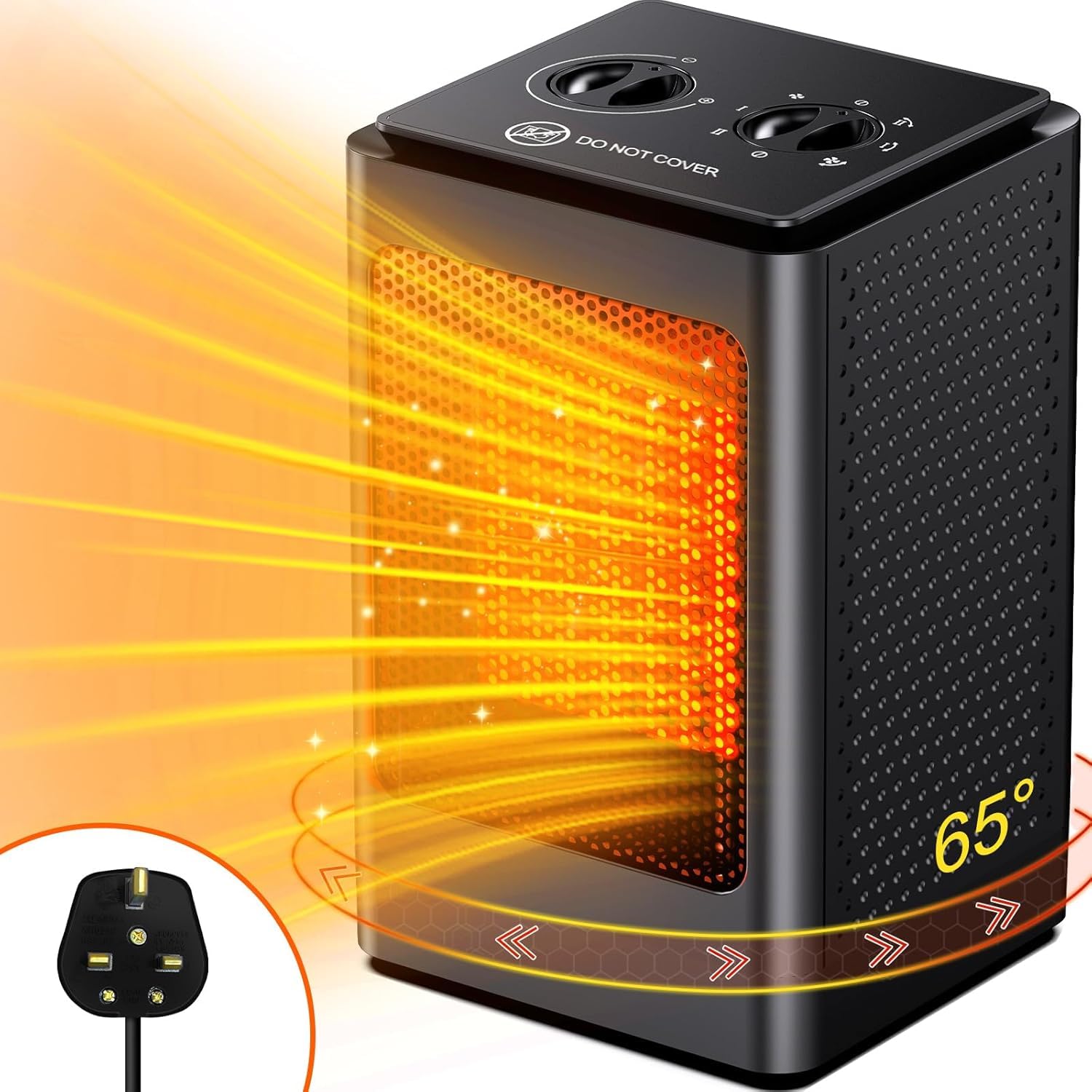 Portable PTC Space Heater with Fan - 750W/1500W Low Energy Silent Electric Heater for Home, Office & Dorm - Overheat & Tip-Over Protection, 6 Adjustable Modes & Thermostat - Perfect for Winter Warmth & Small Room Heating