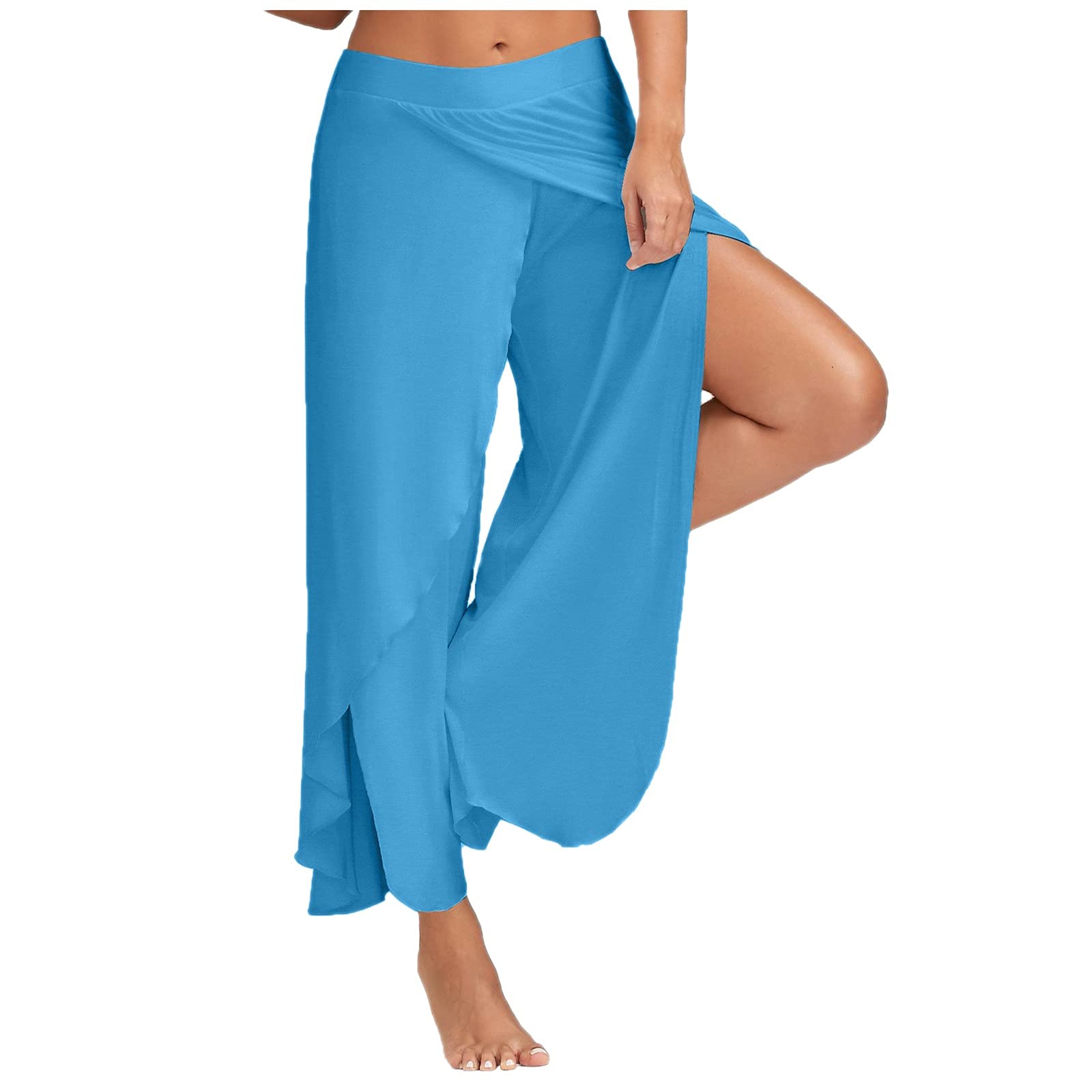 Women's High Waist Split Leg Yoga Pants - Stretchy Workout & Lounge Pants for Yoga, Pilates, Gym & Casual Wear