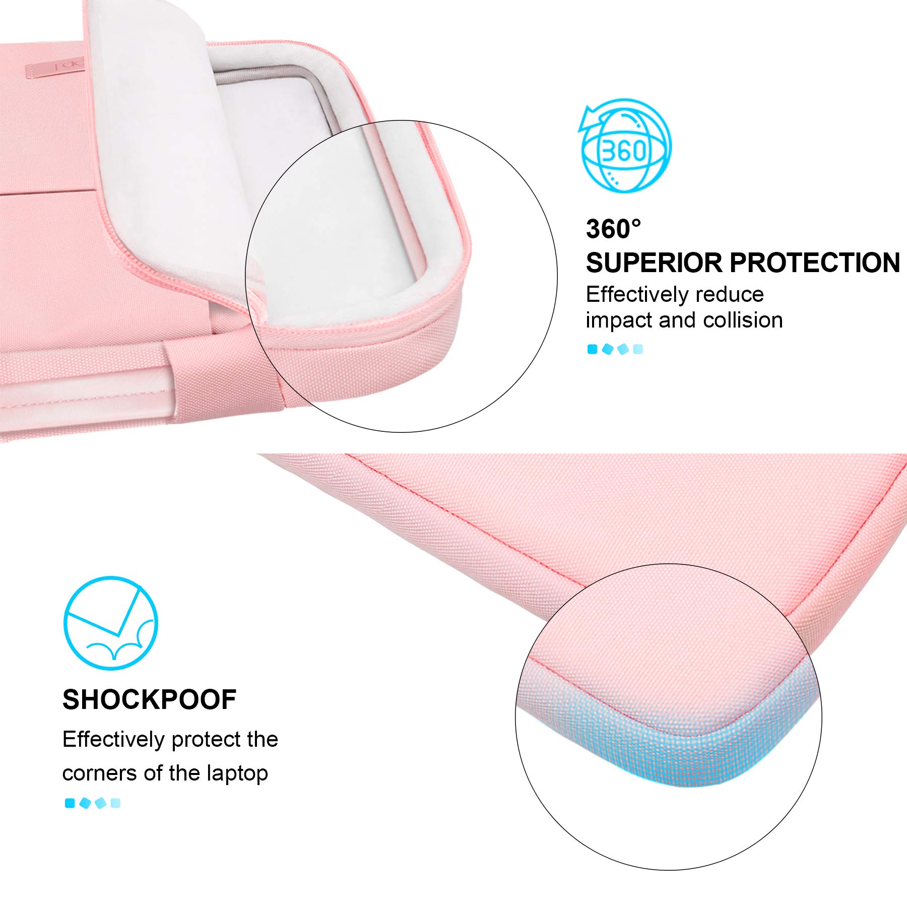 360° Protective Chromebook Case for 11-13 Inch Laptops - Compatible with Acer, HP, Lenovo, Dell, Samsung, ASUS Chromebook Spin 311 & Microsoft Surface Pro 11th Gen - Waterproof Laptop Sleeve with Copilot+PC Support - Pink Computer Bag for School, Office & Travel