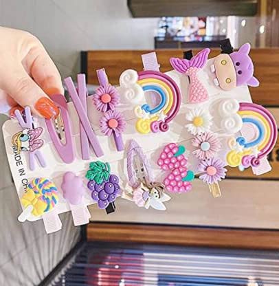14 Pcs Unicorn Ice Cream Hair Clips Set for Girls & Toddlers - Cute Barrettes Hair Accessories (Purple) - Perfect for Parties, School & Daily Styling