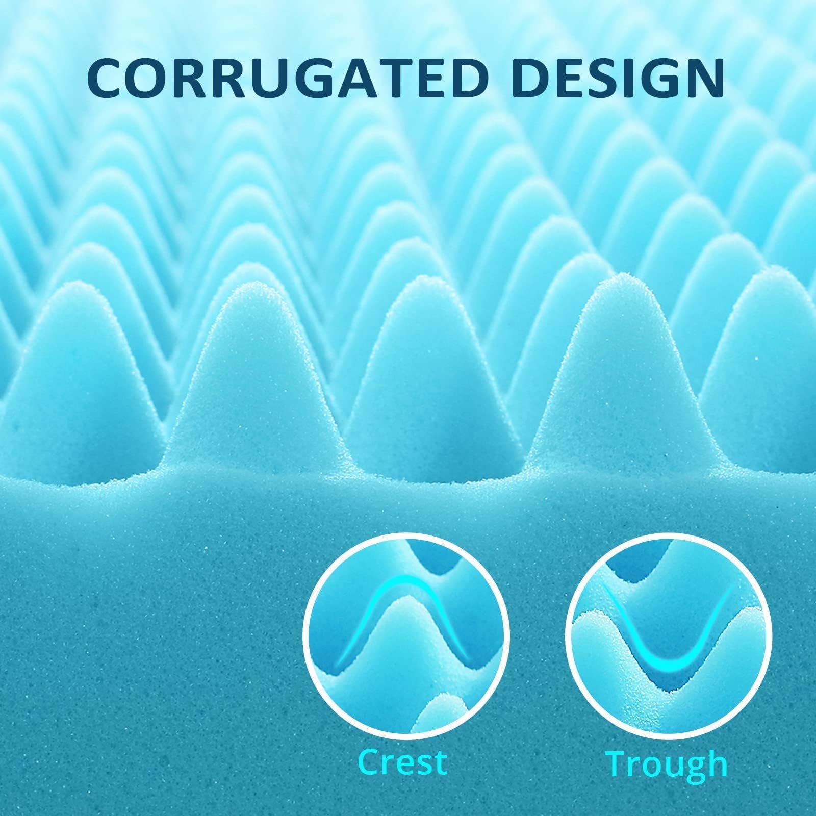 QUINEEHOM 2 Inch Cooling Gel Infused Queen Mattress Topper - CertiPUR-US Certified Egg Crate Foam Topper for Pressure Relief & Temperature Regulation | Perfect for Hot Sleepers, Back Pain Relief & Guest Bed Comfort