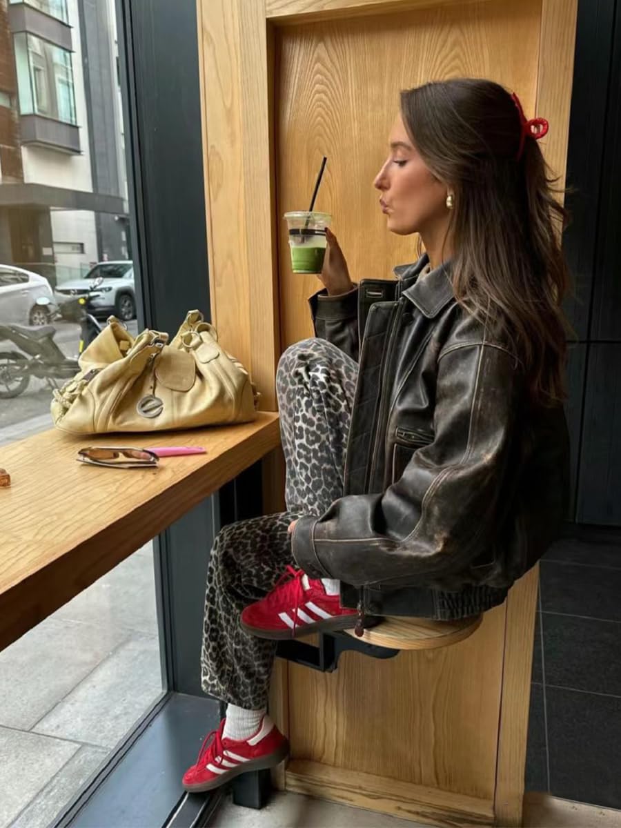 Y2K Leopard Print Baggy Jeans - Oversized Straight Leg Wide Pants for Men & Women | Streetwear Fashion for Casual Outfits & Retro Style