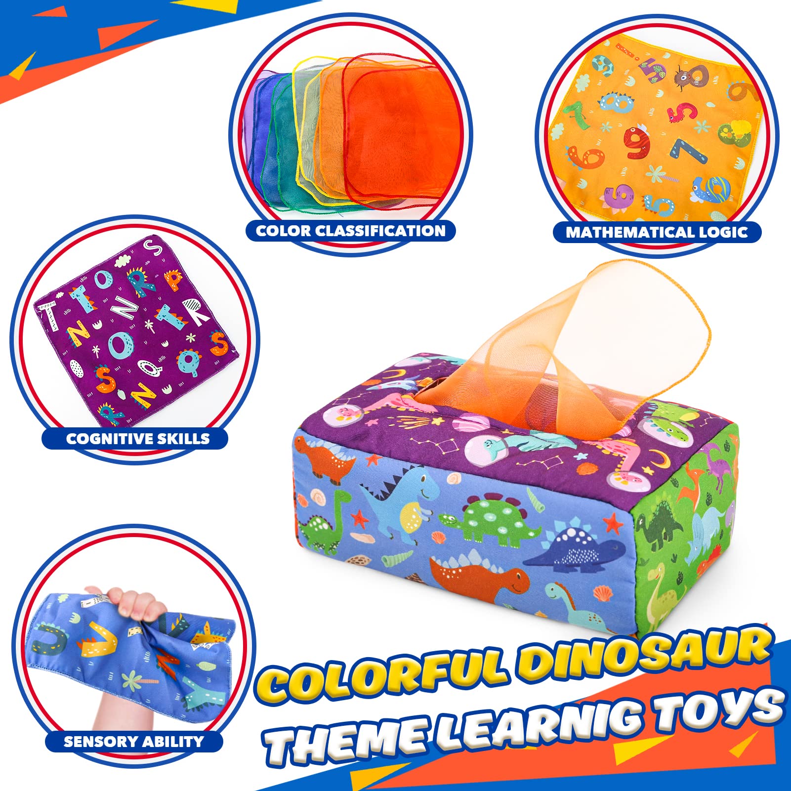 Magic Tissue Box Toy for Babies 6-12 Months - Montessori Sensory Learning Toy for Toddlers Playtime