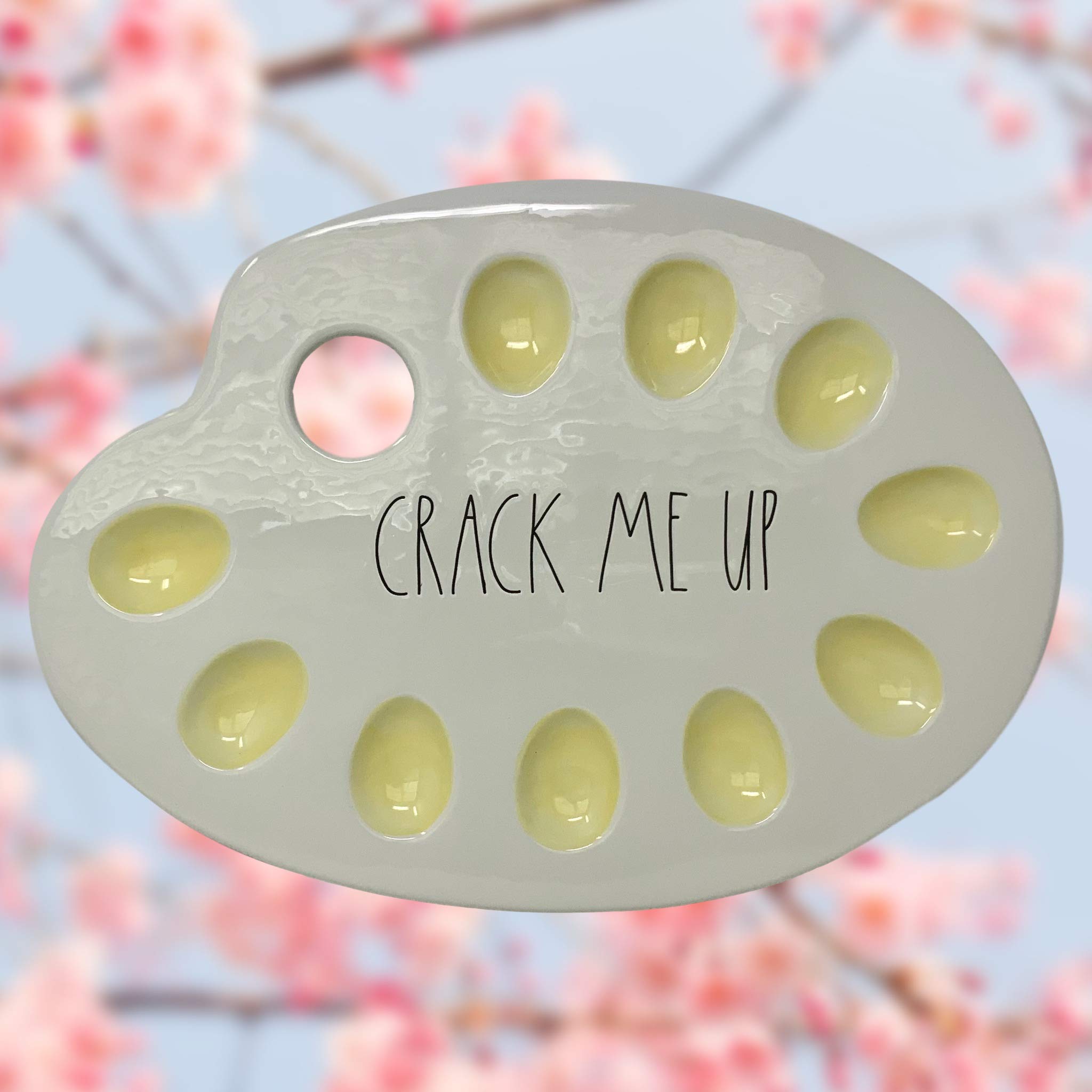 Rae Dunn Easter Deviled Egg Serving Tray - Ceramic Appetizer Platter with 