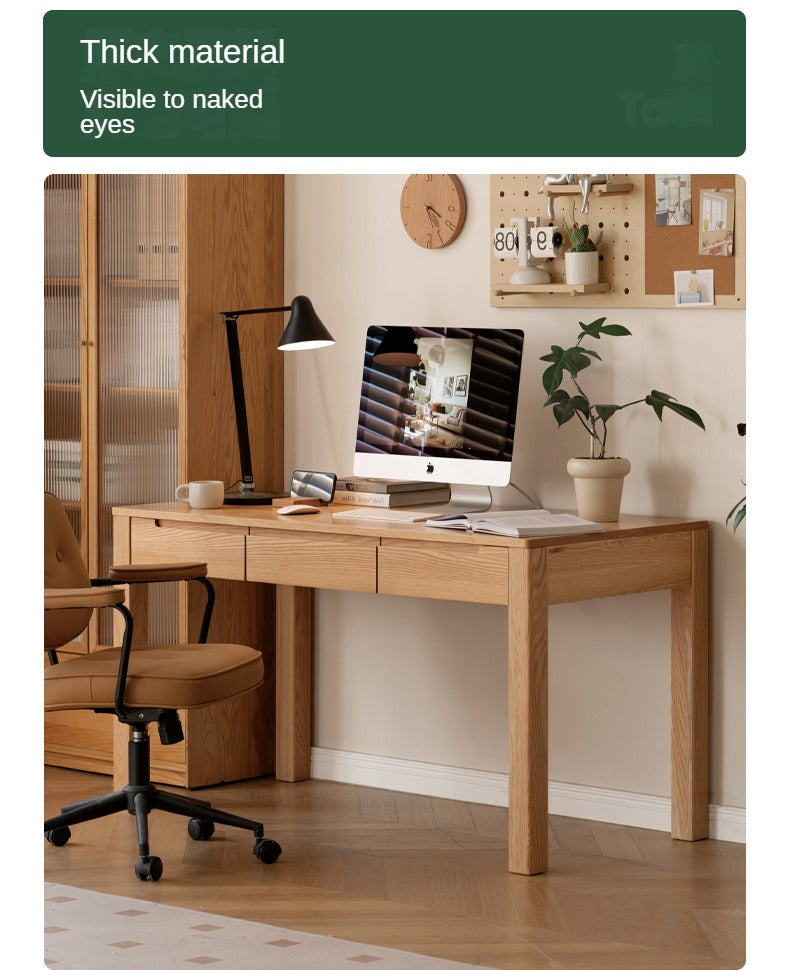 Premium Solid Wood Office Desk - Oak & Beech - Modern Home Office Furniture for Remote Work & Study