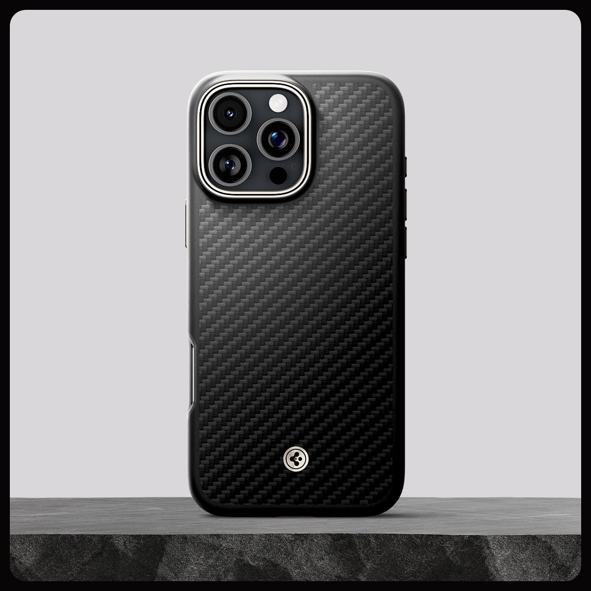 Spigen Enzo Aramid Case for iPhone 16 Pro Max - Slim Protective Cover with Premium Design | Perfect for Work, Travel & Everyday Use (Black/Natural)