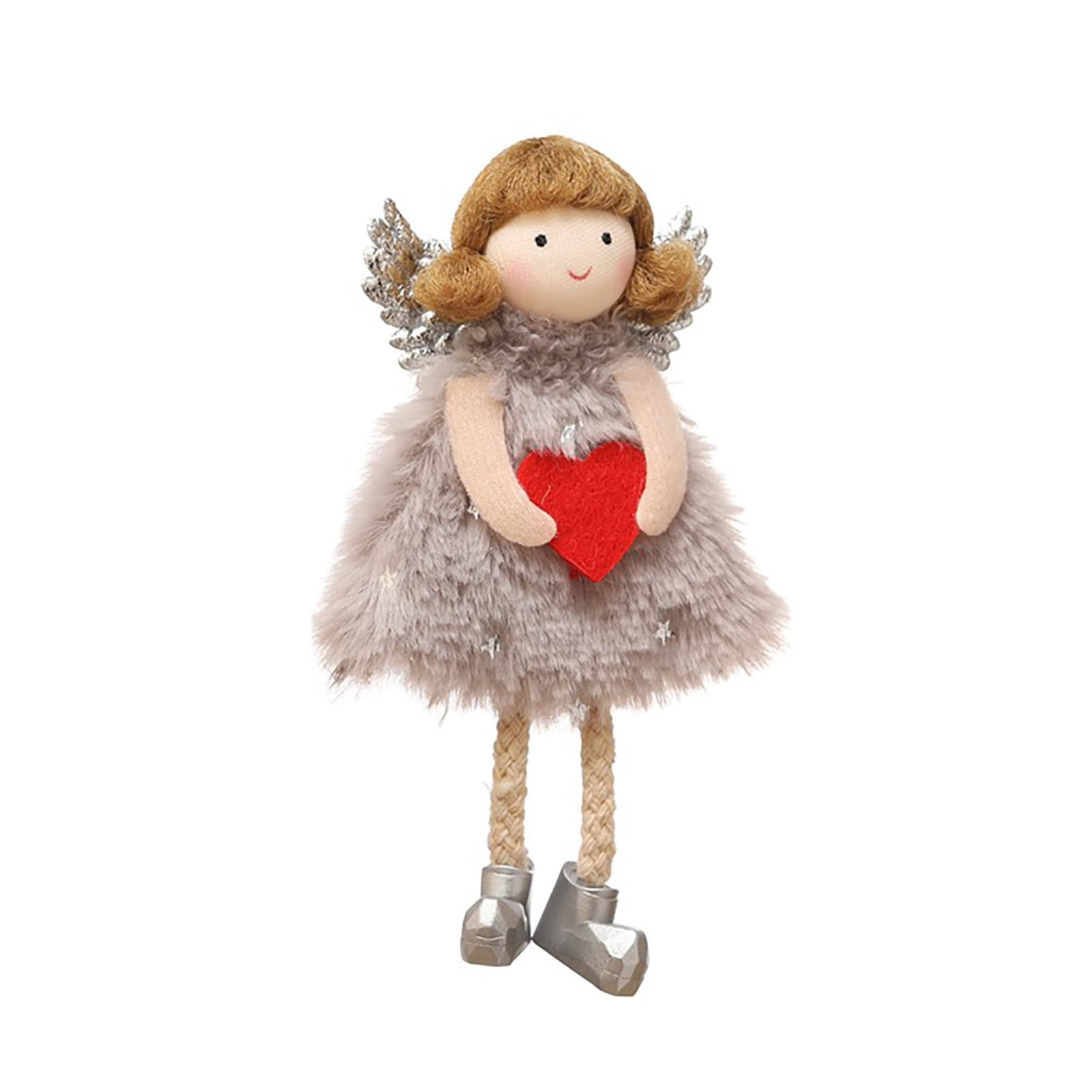 HEVIRGO Angel Ornaments - Handcrafted Fabric Christmas Stuffed Doll with Exquisite Grey Design, Perfect for Holiday Tree Decorations, Party Favors, and Festive Home Décor