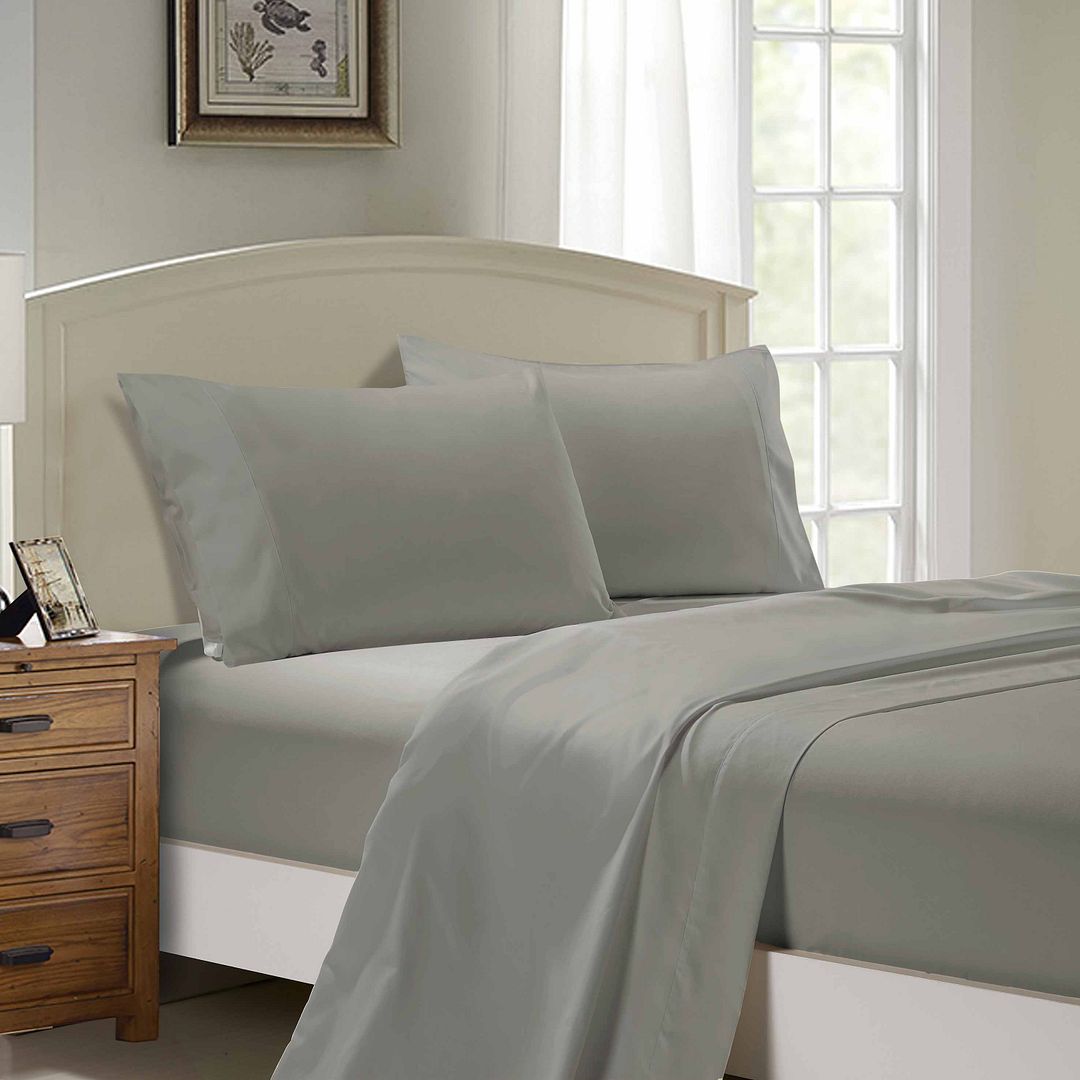 1000TC Ultra Soft Super King Size Bed Sheet Set - Grey Flat & Fitted Sheets for Luxurious Comfort | Perfect for Master Bedrooms, Guest Rooms & Hotels