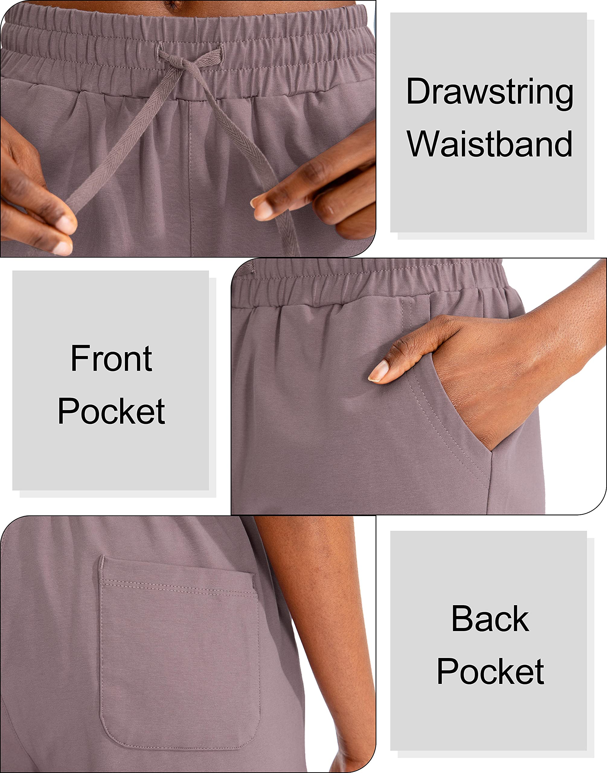 SANTINY Women's 5'' Cotton Lounge Shorts - Breathable Yoga & Athletic Bermuda Shorts with Pockets for Walking, Running, Gym Workouts & Summer Casual Wear