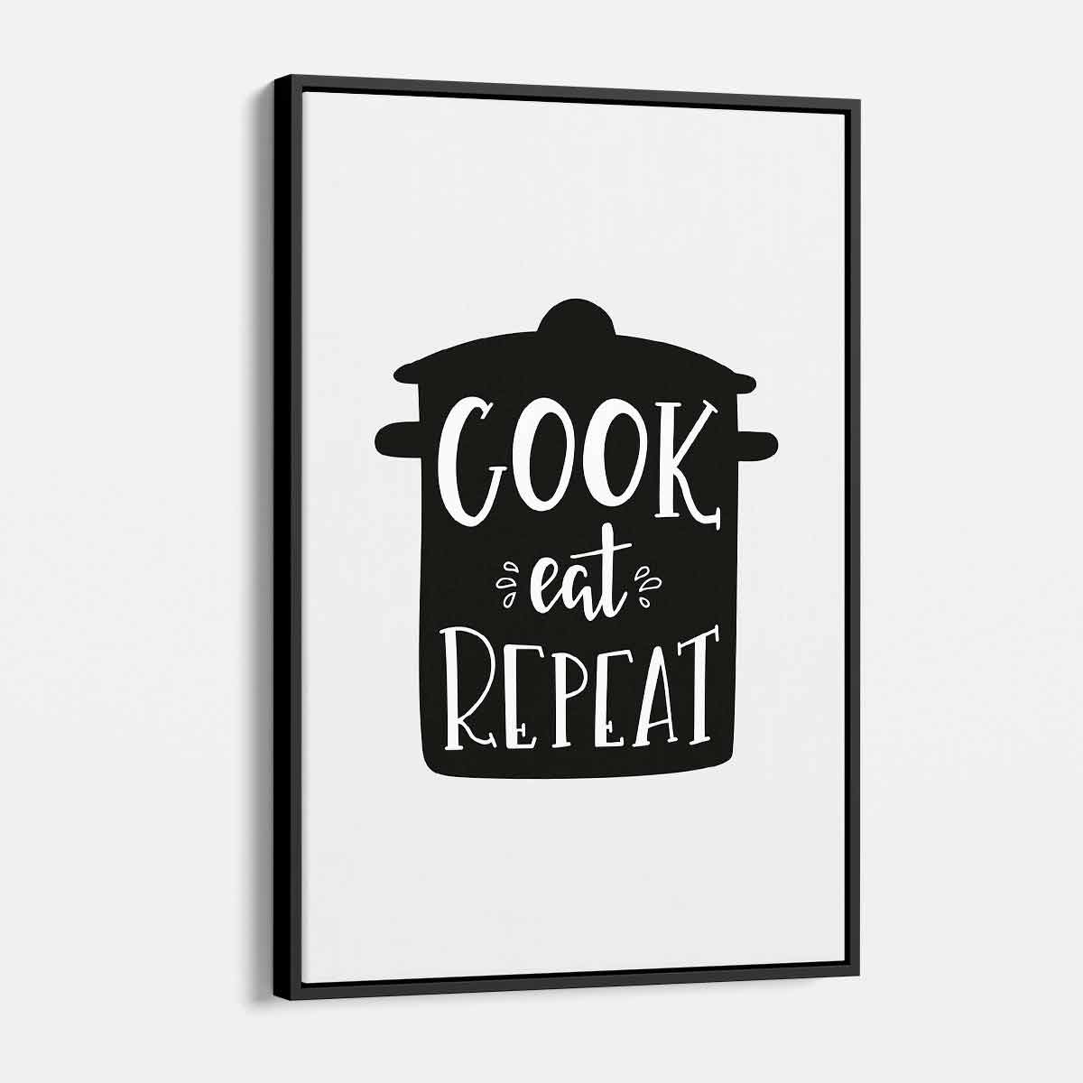 White 'COOK eat REPEAT' Kitchen Wall Art Canvas - 48x48 Inch Inspirational Home Decor for Modern Kitchens & Dining Rooms