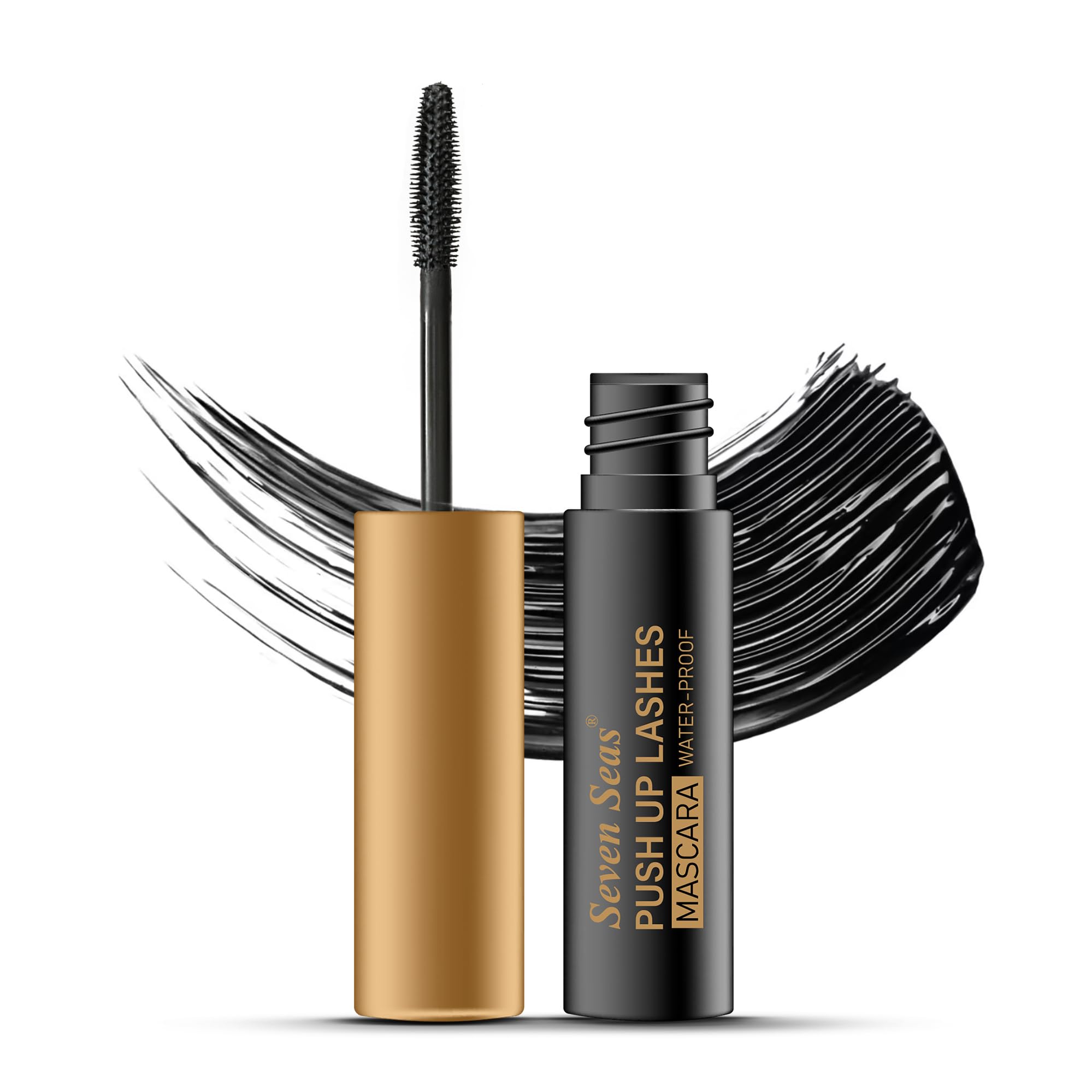 Seven Seas Push Up Lashes Mascara 10g - Volumizing Waterproof Mascara for Women, Black Long Lasting & Glossy Finish - Perfect for Daily Wear, Parties & Special Occasions