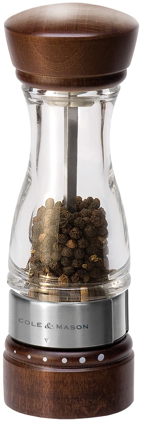 Cole & Mason Keswick Forest Dark Wood Pepper Mill - Premium Stainless Steel Grinder with Gourmet Precision+ Mechanism, 7.1 Inches (180mm) - Perfect for Kitchen, Dining Table & Gourmet Cooking