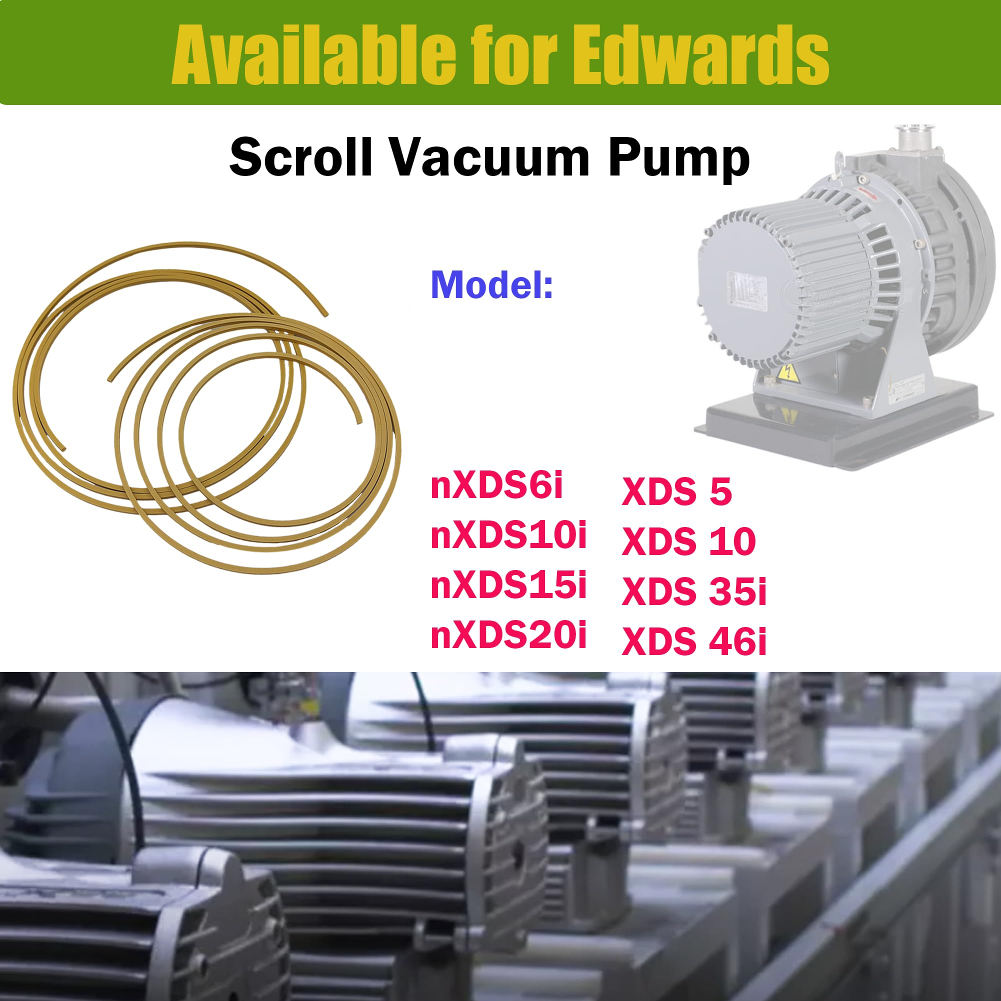 Edwards nXDS15i Oil-Free Scroll Pump Tip Seal Kit - Replacement for Orbiting & Fixed Scrolls - Industrial Vacuum Pump Rebuild Parts - Yellow (2-Piece Set) - Ideal for Laboratory, Semiconductor & Medical Equipment Maintenance