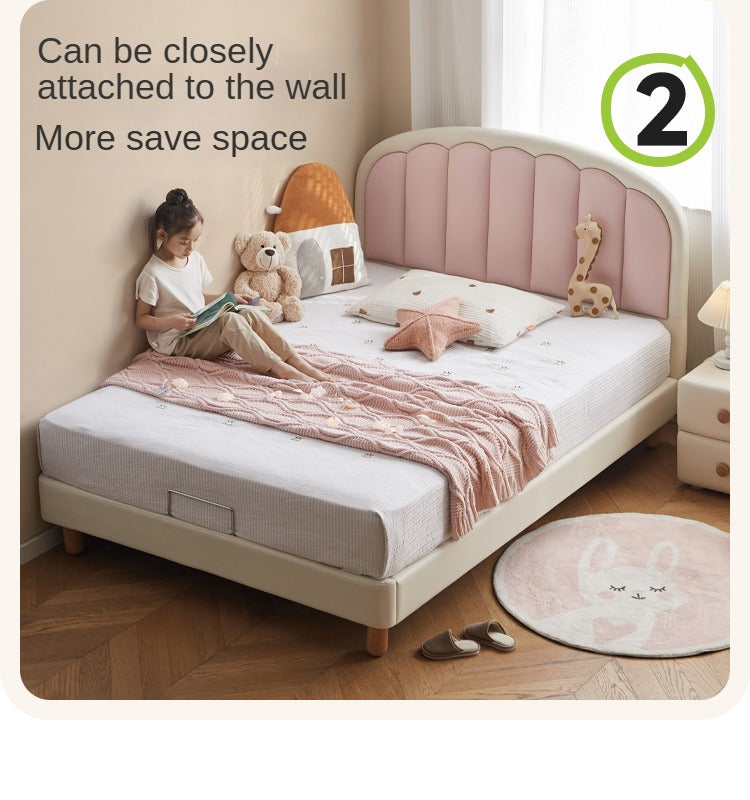 Organic Leather Kids Cream-Colored Soft Bed - Cozy & Stylish Nursery Essential for Toddlers & Infants | Perfect for Bedrooms, Daycare & Playrooms