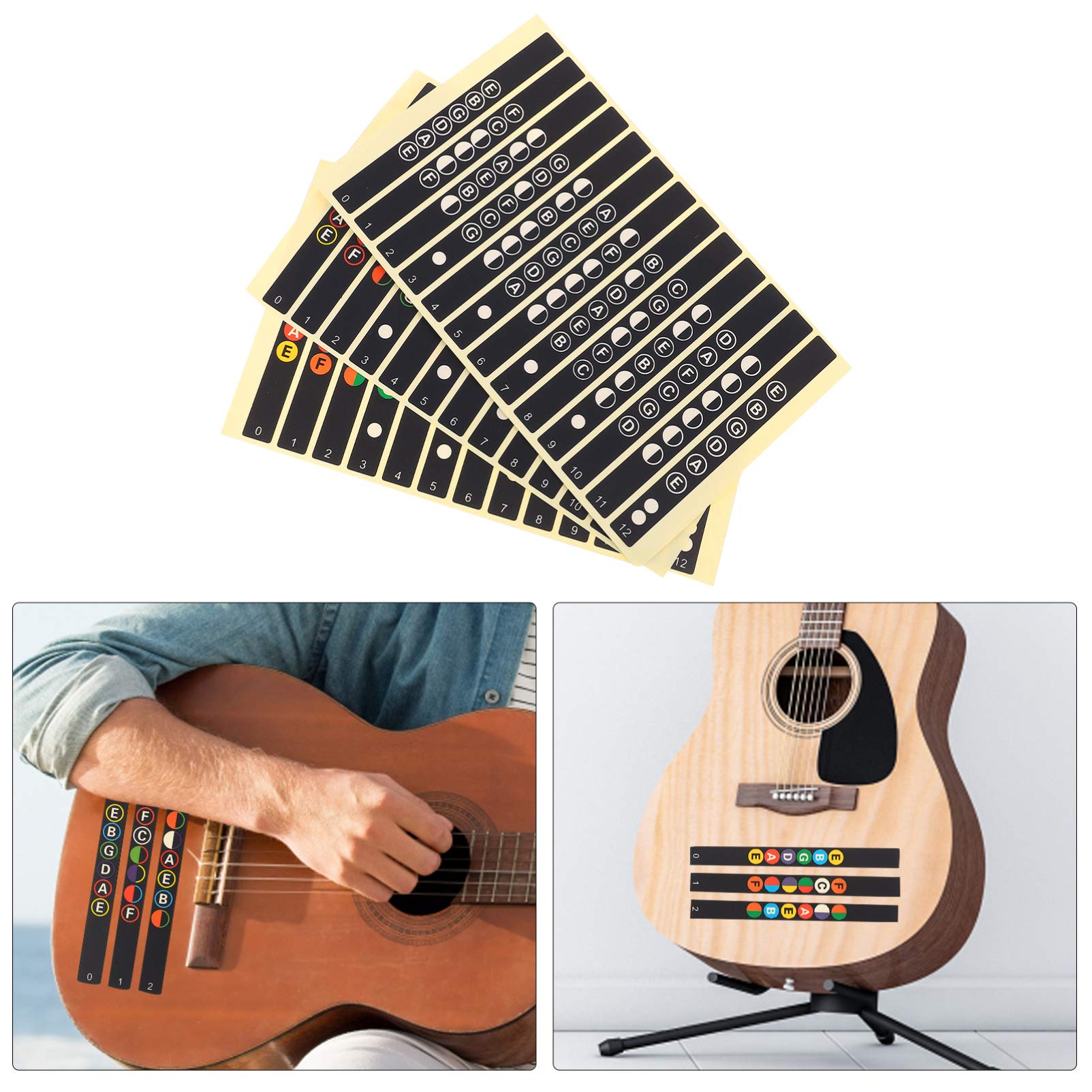 Healifty 12pcs Guitar Fretboard Stickers - Professional Fingerboard Decals with Note Markers for Kids & Beginners - Perfect for Learning Scales, Chords & Music Theory (Guitar Accessories) - Great for Home Practice, Music Lessons & Classroom Learning