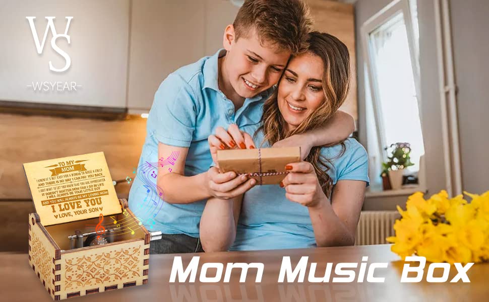 Wooden Music Box Gift for Mom - Birthday, Mother's Day & Anniversary - Perfect for Daughter & Son Gifts