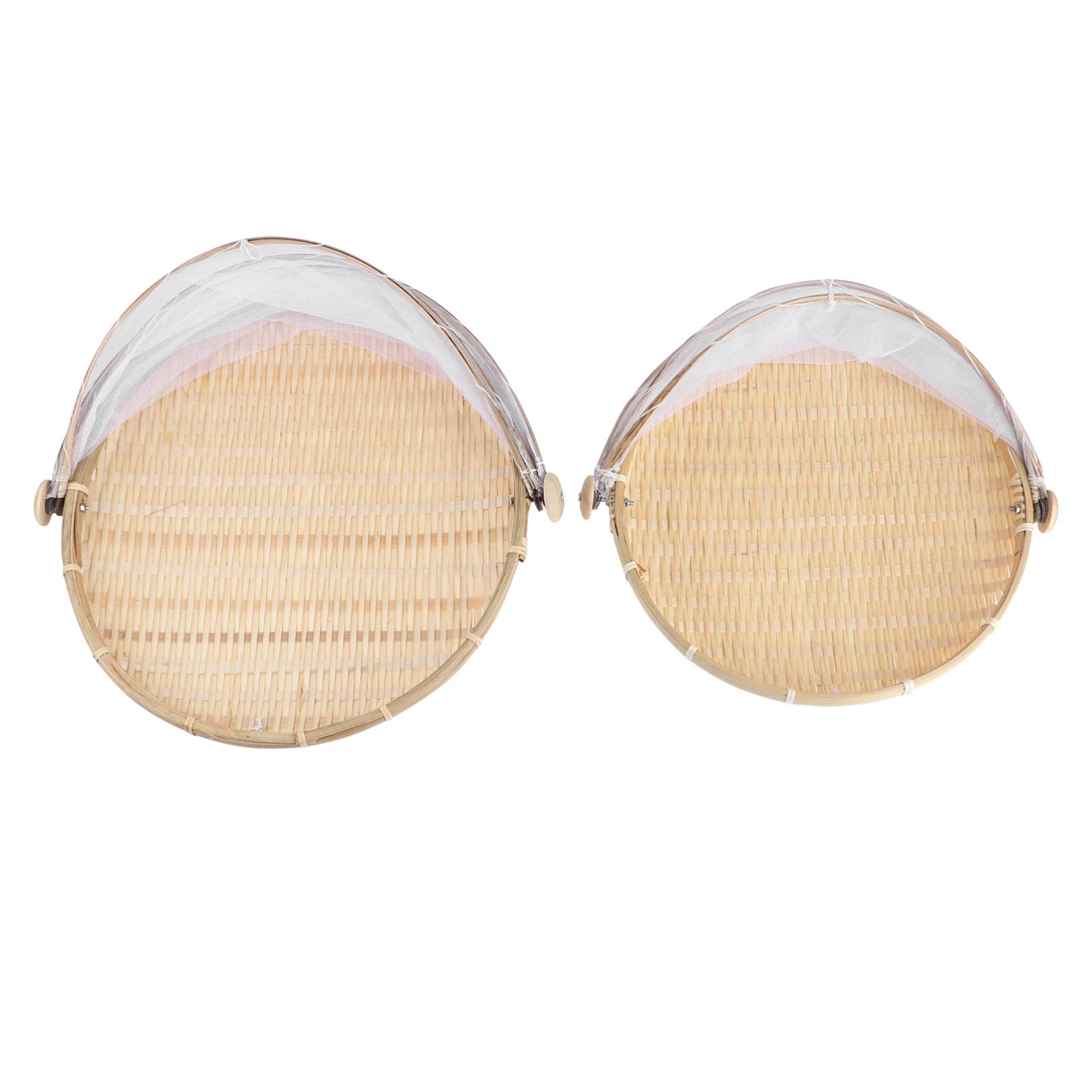 2-Pack Bamboo Storage Baskets with Lids - Eco-Friendly Food Containers for Picnics, Desserts, Bread & Vegetables | Perfect for Outdoor Dining, Kitchen Organization & Party Serving