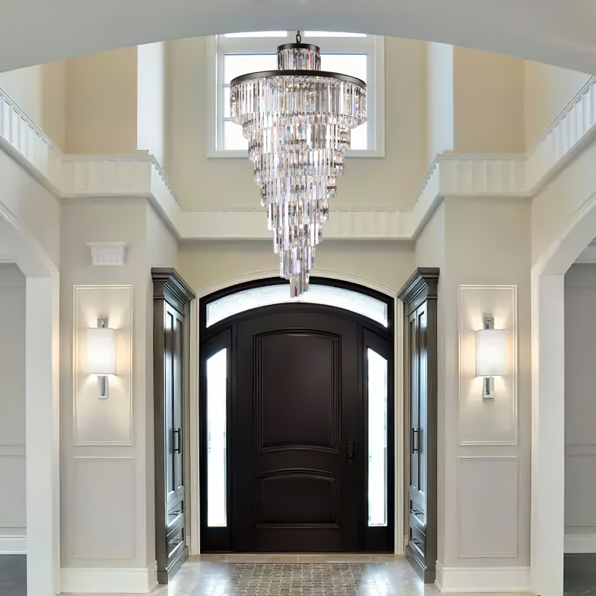 Falria Multi-Tiered Crystal Rod Chandelier - Elegant Lighting Fixture for Dining Room, Living Room & Bedroom Decor