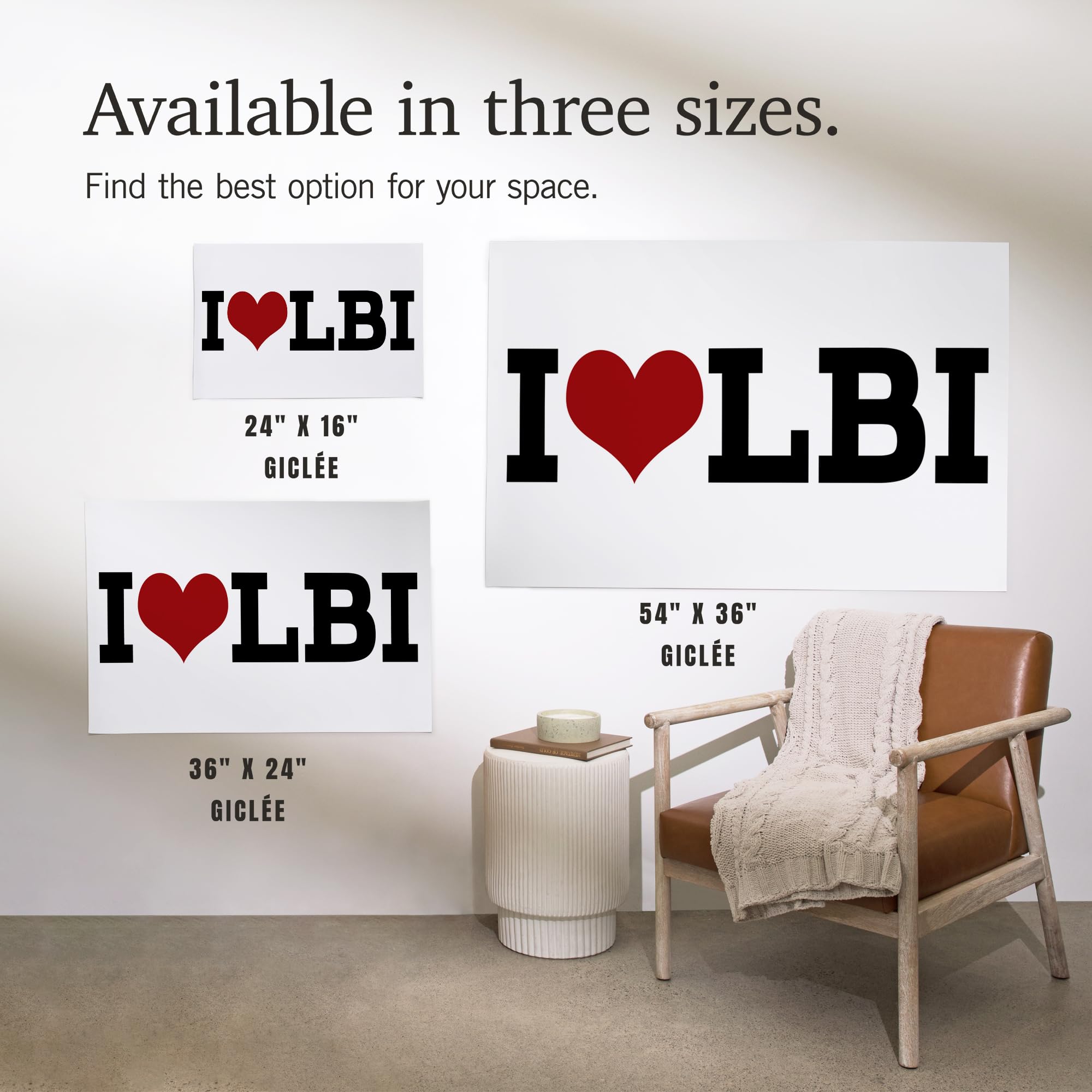 Heart LBI Giclee Print 16x24 Inch - Premium Wall Art Decor for Beach House, Living Room & Office | Lantern Press