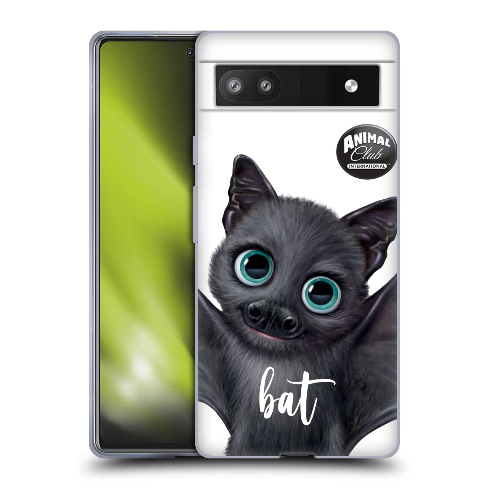 Official Bat Face Soft Gel Case for Google Pixel 6a - Animal Club Design for Protection & Style