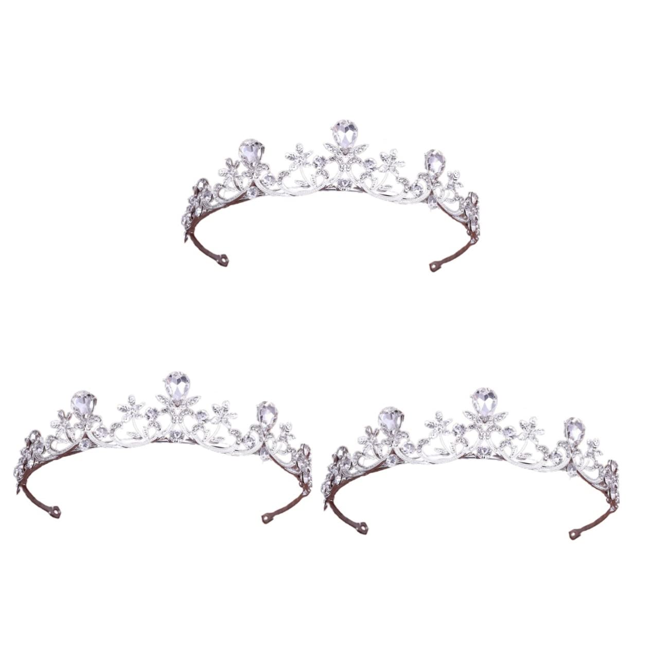 3 Pcs Rhinestone Crown Bridal Tiara Set - Wedding Headpiece, Prom Queen Crystal Tiara & Princess Hair Accessories for Brides, Pageants & Special Events (White, Korean Style) | Perfect for Weddings, Proms, Pageants & Photo Shoots