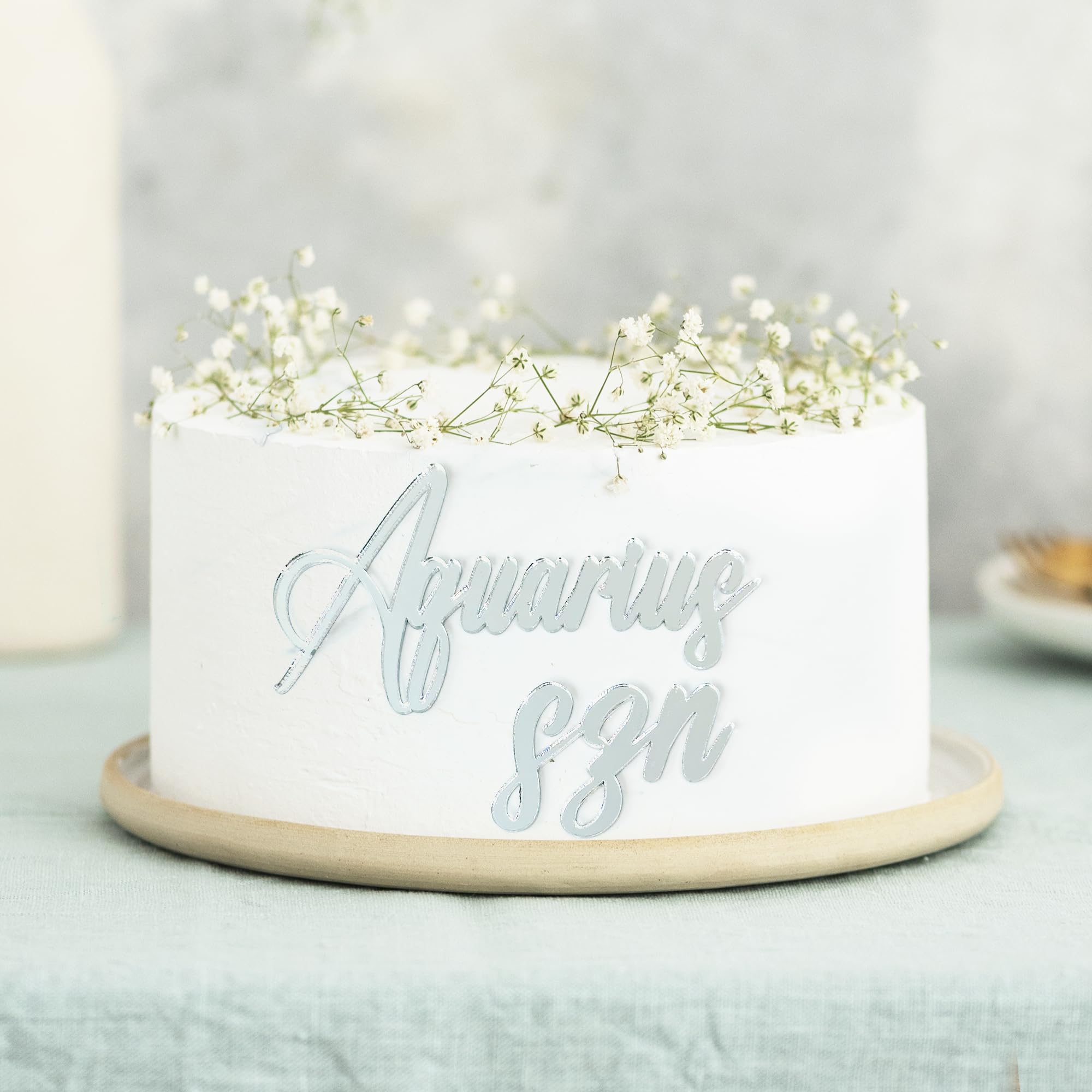 Custom Zodiac Sign & Personalized Acrylic Cake Topper | Wedding, Baby Shower & Birthday Cake Decoration | Elegant Cake Name Plaque with Letters for Party Dessert Display