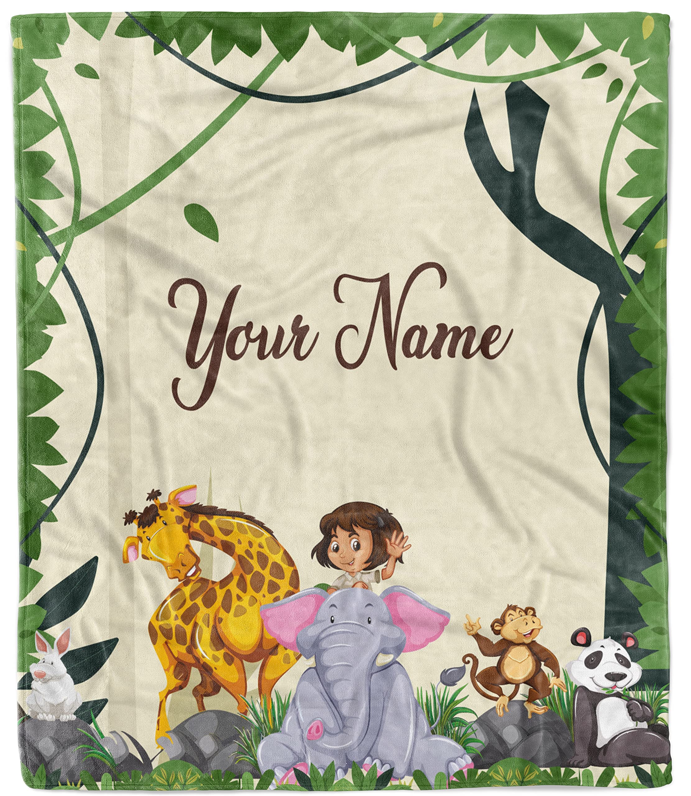 Personalized Safari Baby Blanket - Soft 60