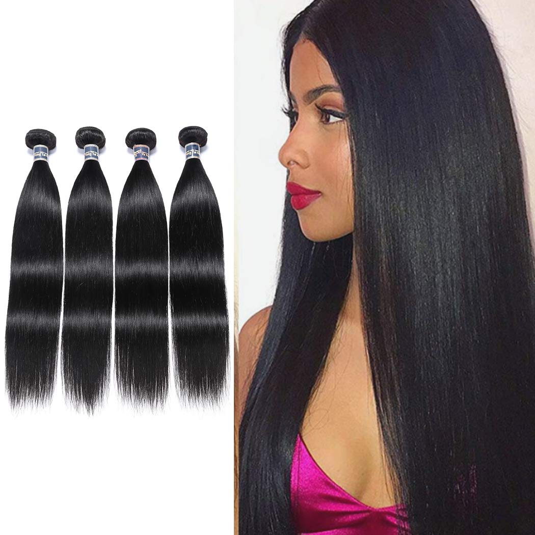 Premium 9A Malaysian Virgin Straight Hair Extensions - 4 Bundles 100% Unprocessed Human Hair Weave (1B Color, 10-16 Inches) for Women - Silky Smooth & Tangle-Free for Daily Styling, Parties & Special Occasions
