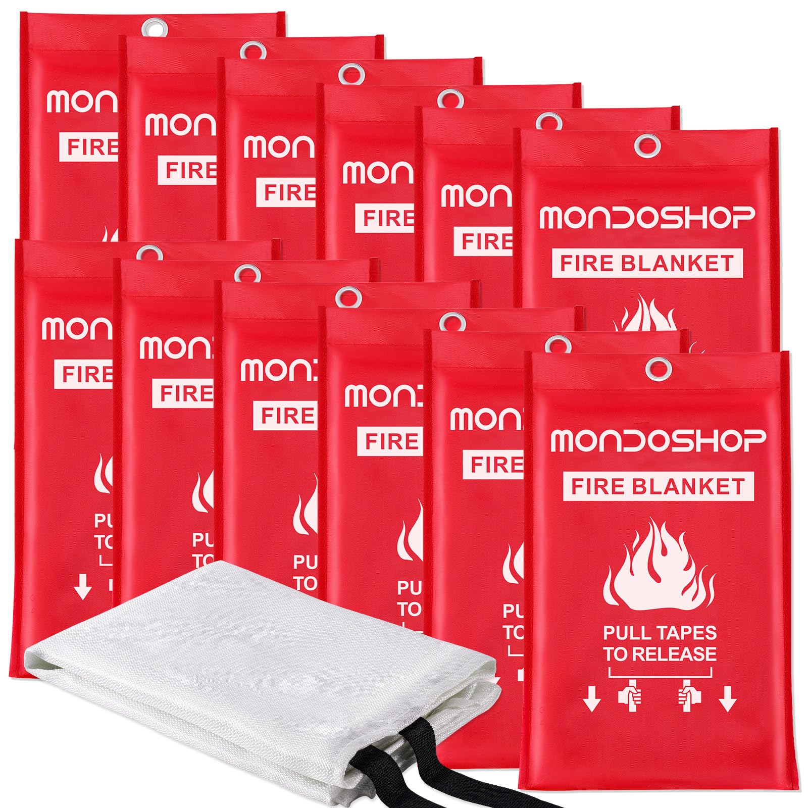 Fire Blanket 12 Pack - Fire Resistant Emergency Blanket for Home, Kitchen, Camping, Grill, Car & Office | Flame Retardant Safety Blanket for Warehouse, School, Picnic, Garage & Workshop | Perfect for Cooking Safety, Campfire Protection & Emergency Preparedness