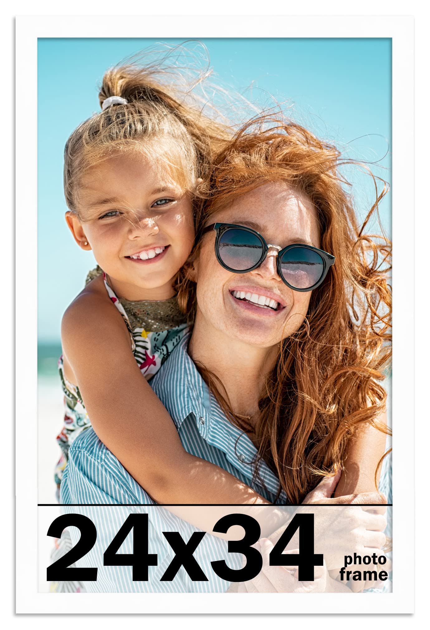 Premium White Wood Picture Frame 24x34 Inches - Perfect for Displaying Artwork, Photos, and Posters - Ideal for Home Decor, Office, and Gallery Wall Displays