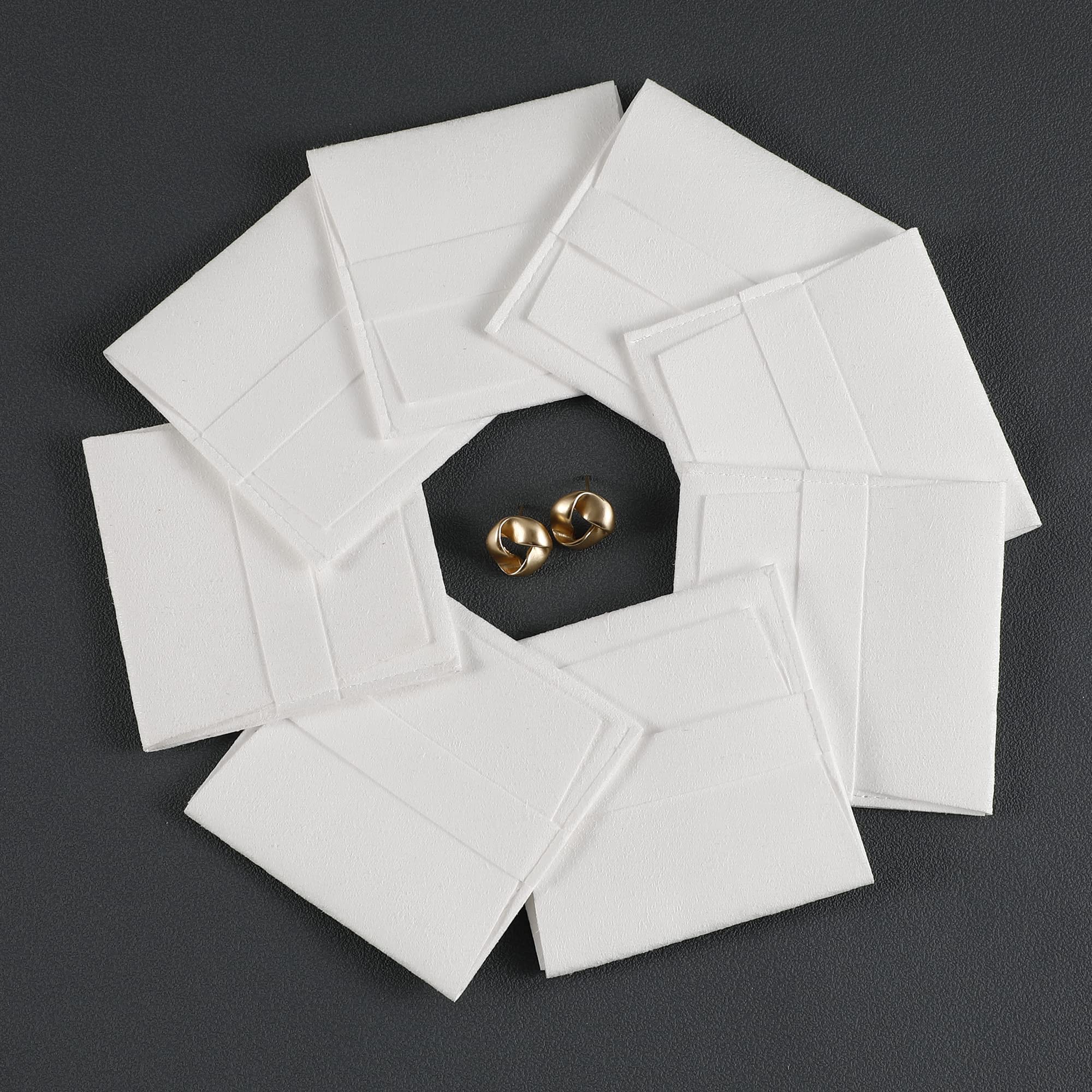 40pcs White Microfiber Jewelry Pouch 8x8cm - Luxury Envelope Style Gift Bags for Earrings, Necklaces, Bracelets & Rings - Perfect for Jewelry Packaging, Storage & Gift Giving