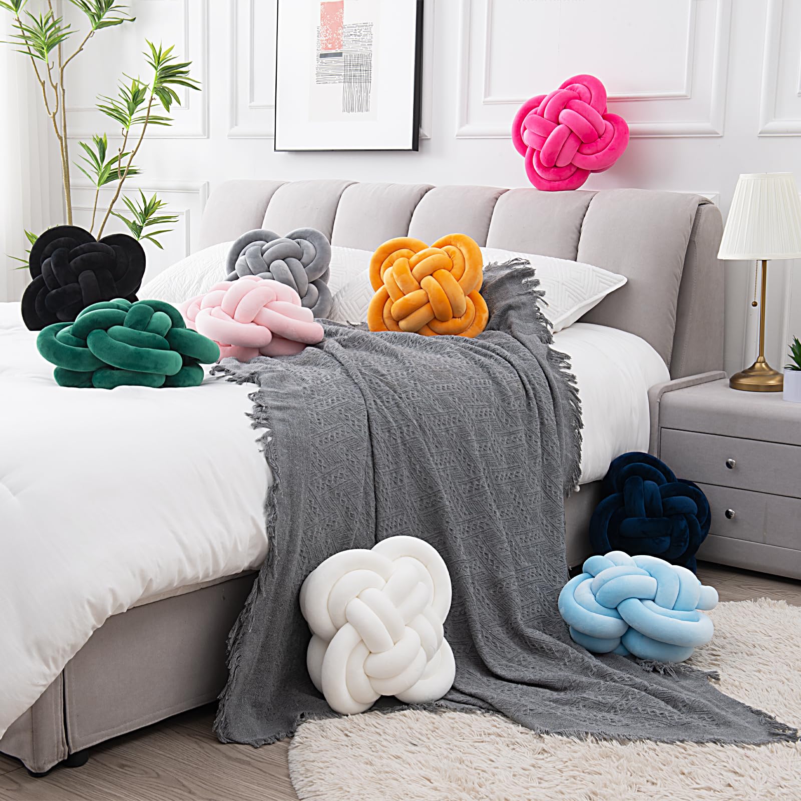 Soft Plush Knot Pillow for Couch & Bed - Pink Dorm Decor for Living Room