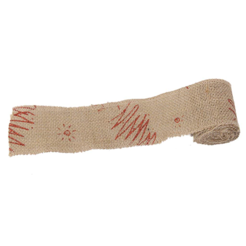 Natural Jute Burlap Ribbon - 2 Yards, Rustic Hessian Fabric for Christmas Decorations, Wedding Bouquets, Belt Straps & DIY Crafts (Red) - Perfect for Holiday Wreaths, Gift Wrapping & Tree Trimming