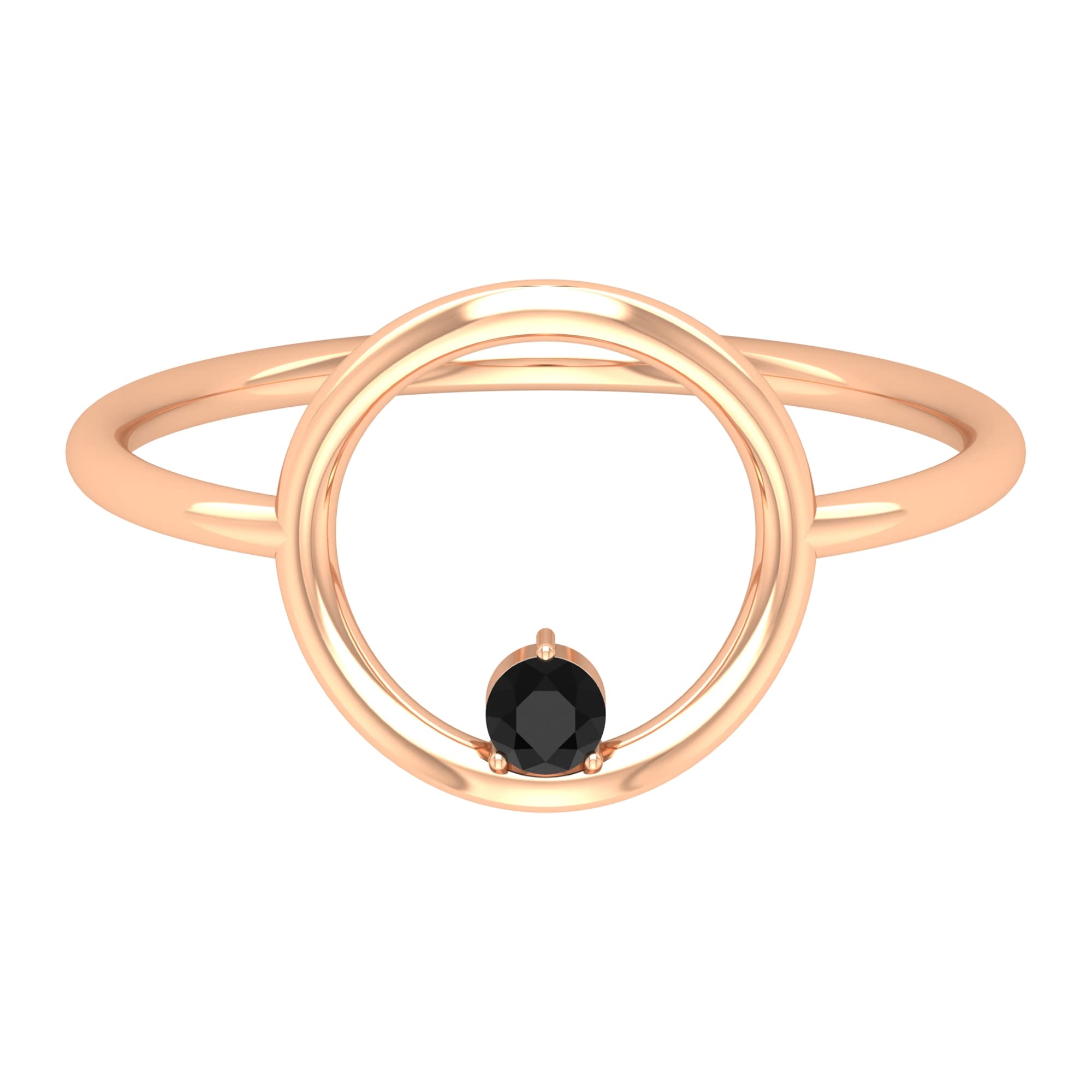 14K Gold Black Onyx Ring for Women - December Birthstone, Minimalist Open Circle Design - Perfect for Gifts, Everyday Wear & Special Occasions
