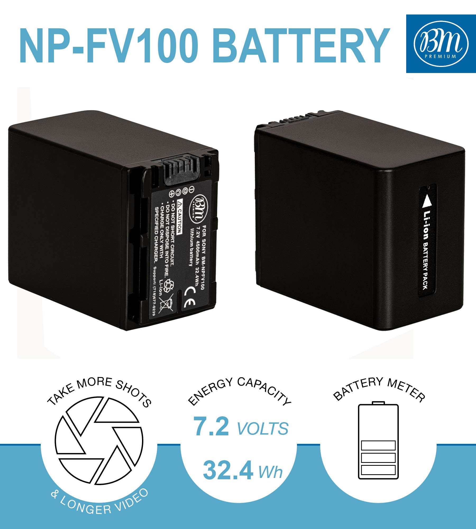 2-Pack NP-FV100 Replacement Batteries for Sony Camcorders - Compatible with FDR-AX53, HDR-CX455, HDR-CX675, PJ260V & More - Perfect for Travel Vlogging, Wedding Filming & Outdoor Shooting
