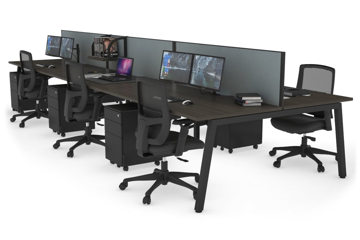 Quadro 6-Person Office Workstation Desk - 1600L x 800W with Cable Management Scallop - Perfect for Team Collaboration, Open Office Spaces & Conference Rooms