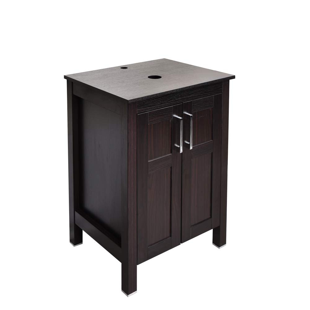 24 Inch Modern Bathroom Vanity Stand - Dark Coffee Wood Pedestal Cabinet (Mirror Not Included) | Perfect for Small Bathrooms, Powder Rooms & Apartment Renovations