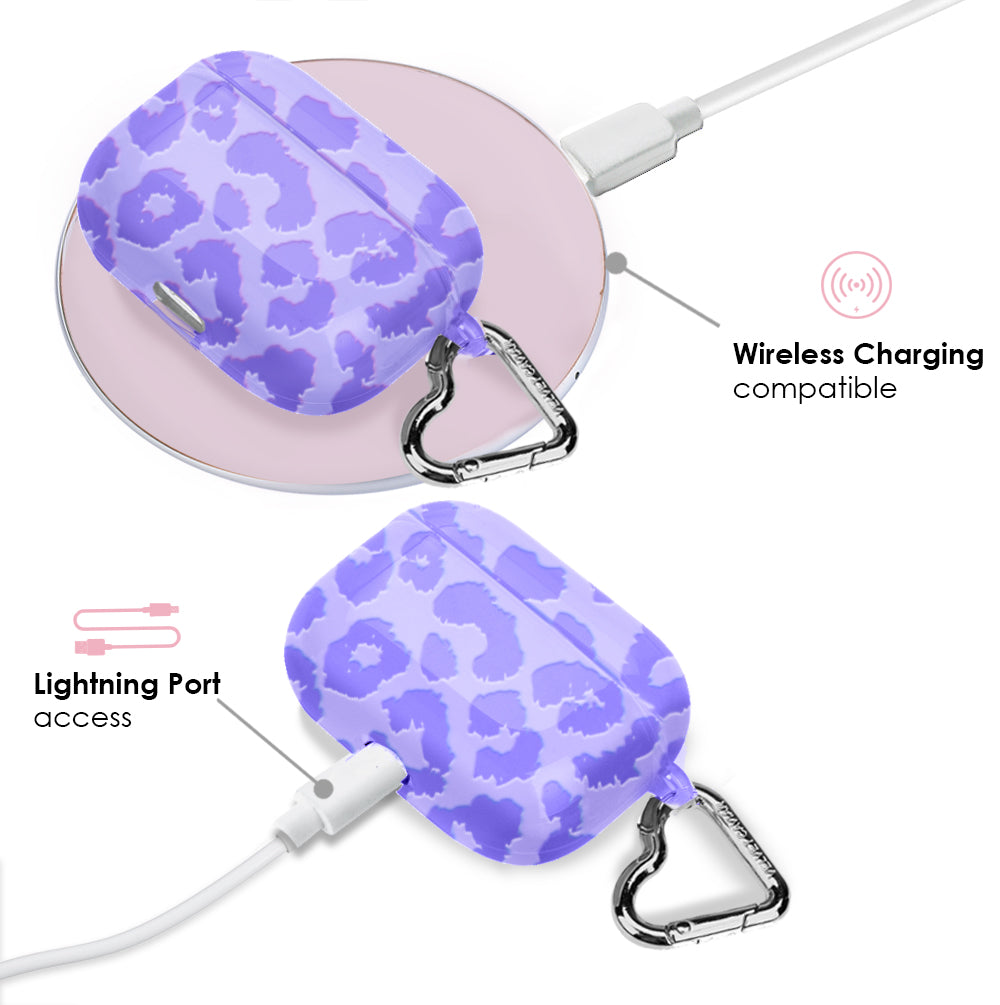 Electric Purple Leopard Print AirPod Case - Stylish Protective Cover for Apple AirPods 1/2/3/Pro - Perfect for Gym, Travel & Everyday Use
