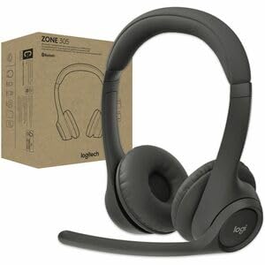 Logitech Zone 305 Wireless Bluetooth Headset with Noise-Canceling Mic - Business Headphones for Google Meet, Zoom, Microsoft Teams - Compatible with Windows, Mac, Chrome OS, iOS, Android - Perfect for Remote Work & Online Meetings