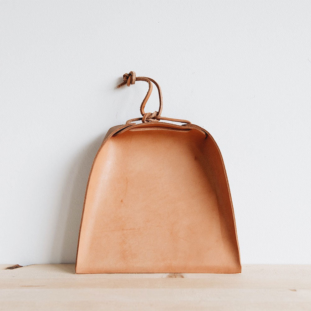 Premium Brown Leather Dustpan - Eco-Friendly Handmade Broom Companion for Home Cleaning & Pet Hair Removal