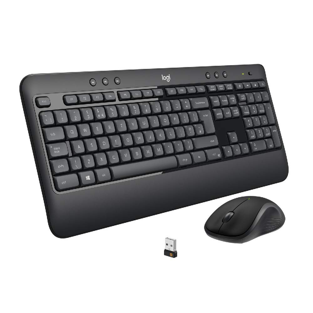Logitech M705 Marathon Wireless Mouse & MK540 Advanced Wireless Keyboard Combo - 2.4GHz USB Receiver, Multimedia Hotkeys, Ergonomic Design for Windows PC - Perfect for Office Work, Gaming & Home Computing