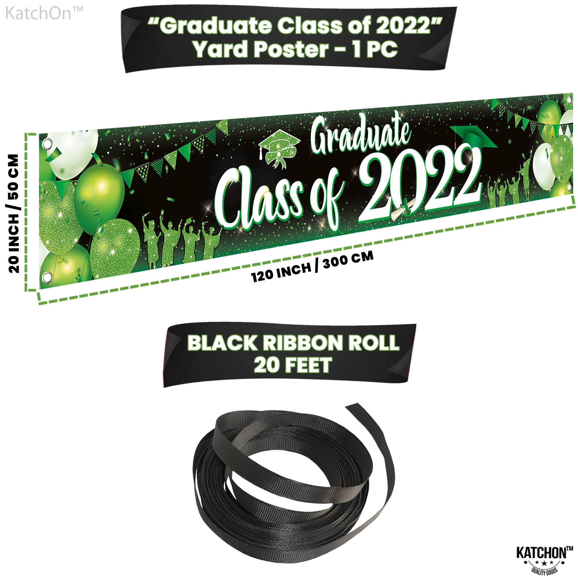 Class of 2022 Graduation Banner - 120x20 Inch Green & Black Outdoor Yard Sign | Graduation Party Decorations for Backyard, Lawn & School Celebrations | Perfect for Graduation Photos, Ceremonies & Commencement Parties