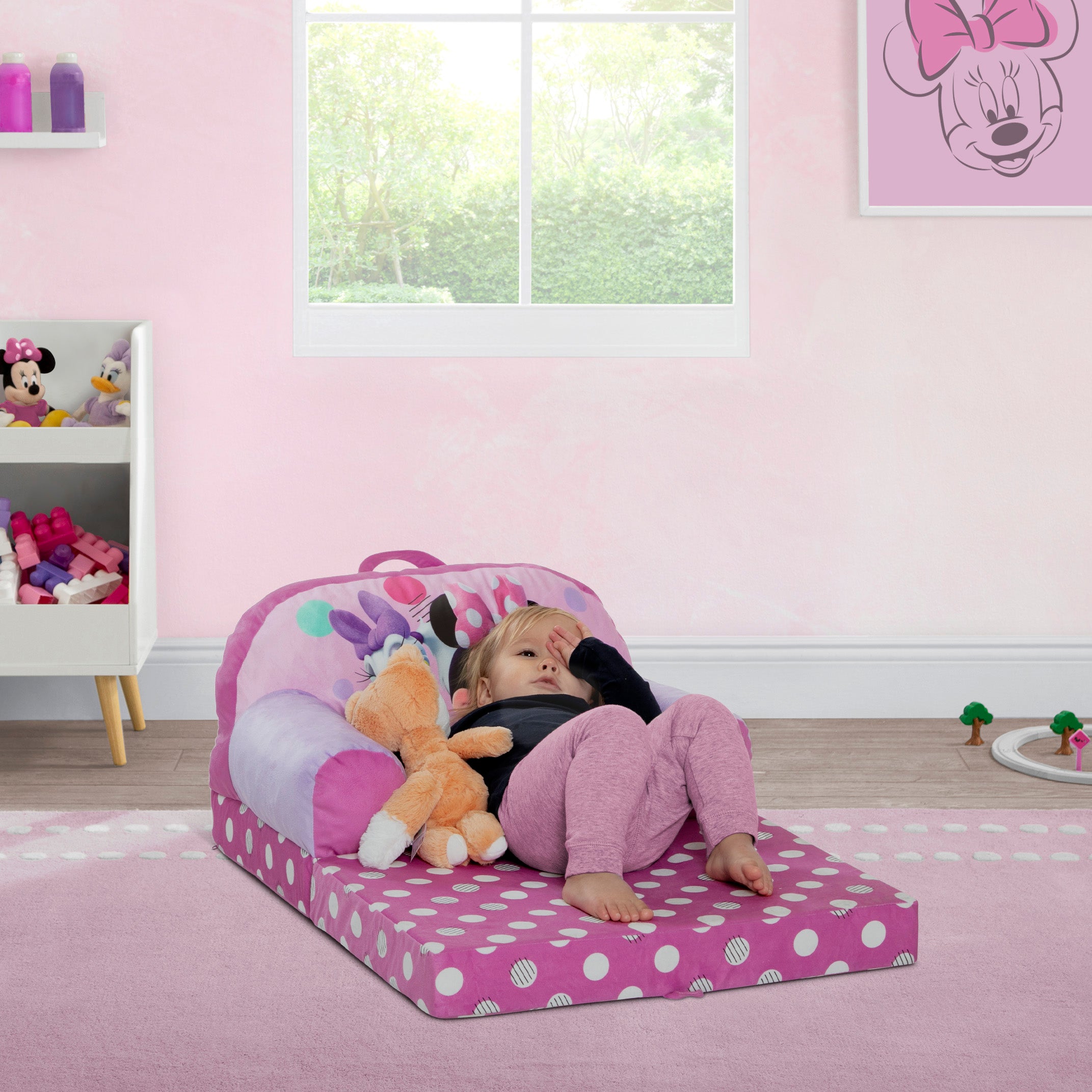Minnie Mouse Cozee Buddy Flip Out Chair - Soft Plush Kids Lounge Chair for Bedroom & Playroom - Perfect for Reading, Relaxing, and Playtime