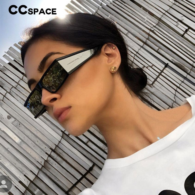 CCspace Unisex Full Rim Rectangle Resin Goggle Frame Sunglasses 46198 - UV Protection, Lightweight & Durable for Outdoor Sports, Driving, and Beach Activities