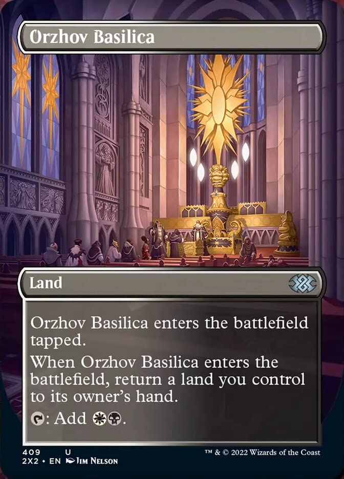 Magic: The Gathering - Orzhov Basilica (409) Borderless Foil - Double Masters 2022 MTG Card - Perfect for Commander & Modern Decks