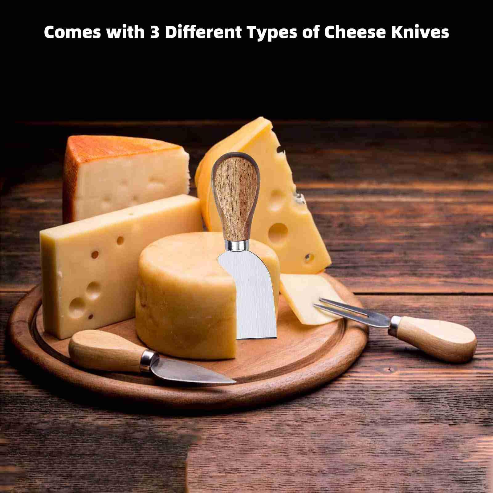 Premium Wooden Cheese Board Set with 3 Stainless Steel Knives - Charcuterie Serving Tray for Entertaining - Perfect Gift for Christmas, Wedding, Thanksgiving (Mr & Mrs) - Ideal for Wine Parties, Cheese Tastings & Charcuterie Displays