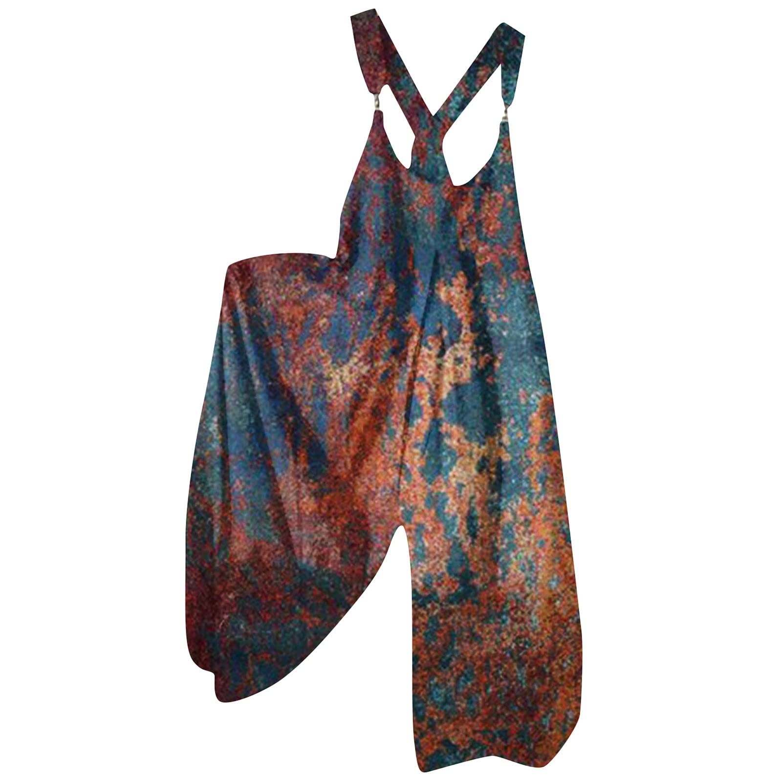 2022 Winter Skull Printed Women's Overalls - Warm Cotton Baggy Wide Leg Pants, Loose Fit Romper Jumpsuit with Bib | Casual Outfit, Streetwear Fashion, Halloween Costume, Christmas Party Attire